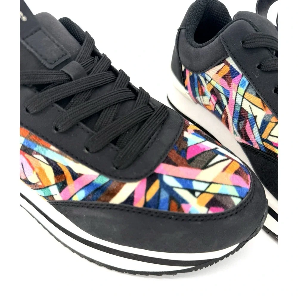 Masseys Ophelia Womens Black Mutli 6.5 Lace Up Sneakers w/ Red Laces